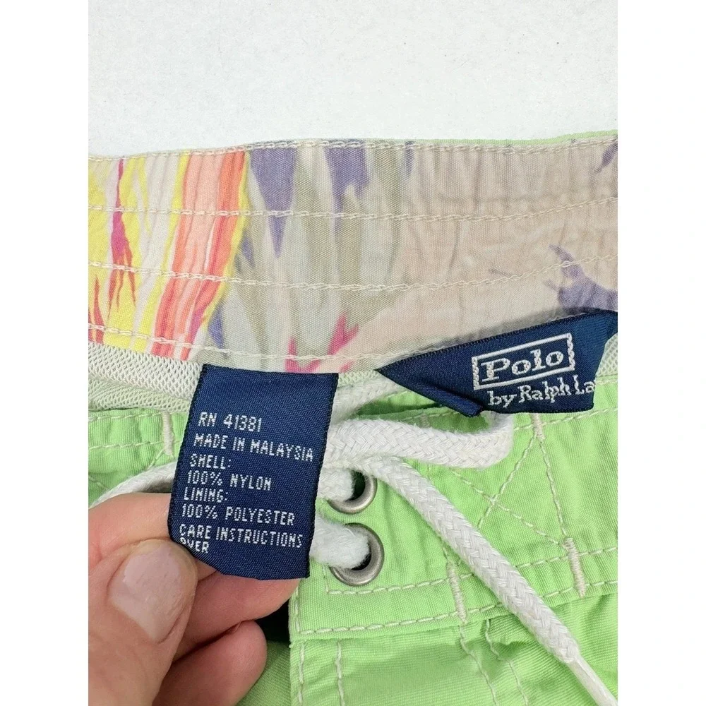 Polo Ralph Lauren‎ Mens Swim Trunks Adult Large Lime Green Mesh Lined Vintage